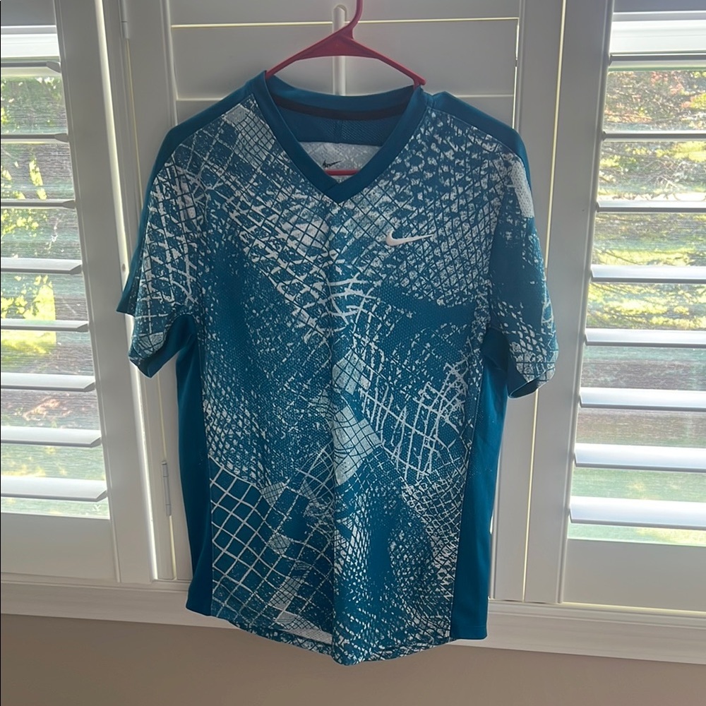 Nike Teal and White Graphic Tee